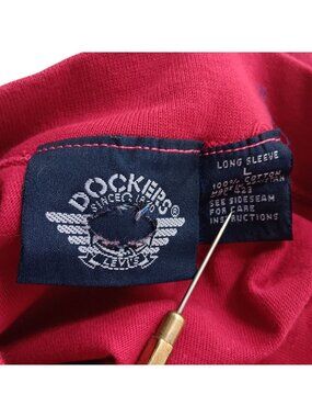 Large True Vintage T-shirt 90's Dockers Levis Long Sleeve Red Cotton Crewneck